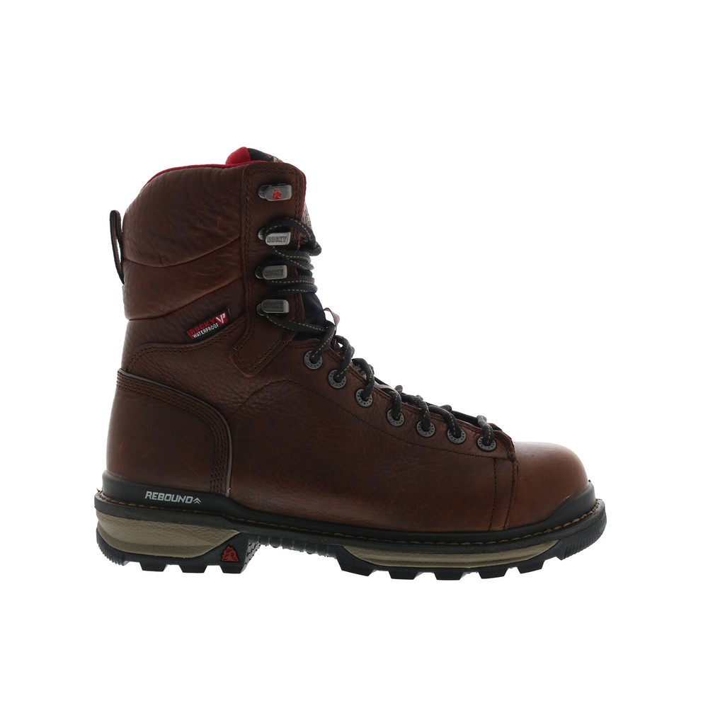 Rocky Rams Horn Lace To Toe Composite Waterproof Mens Brown Boots