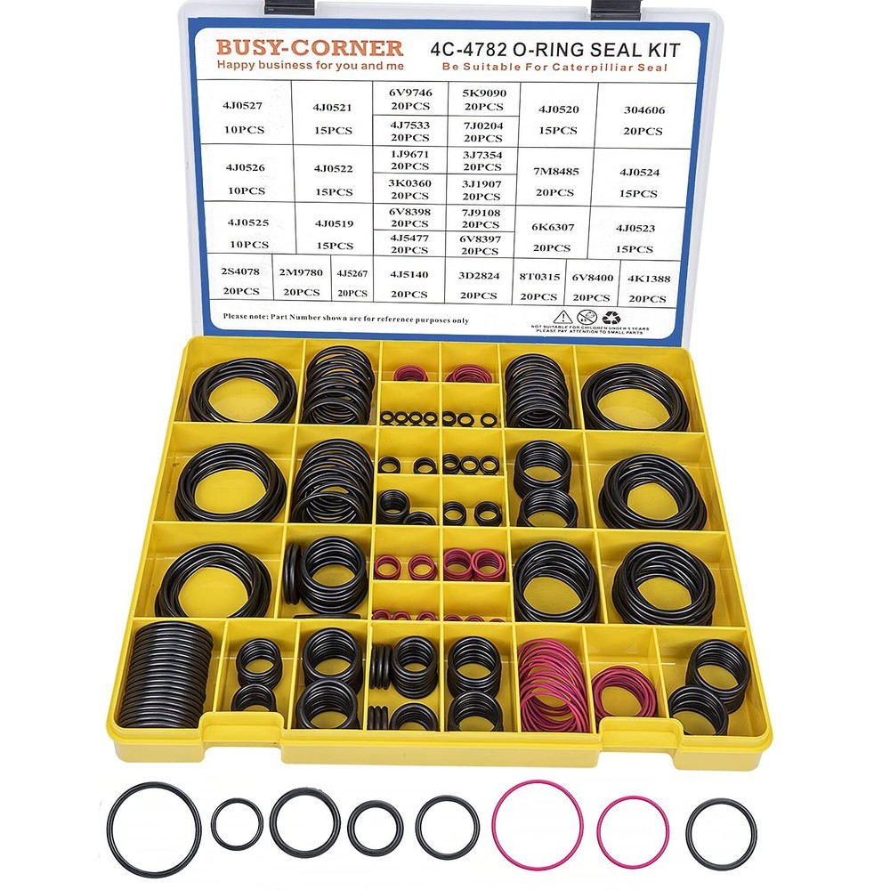 Heavy-Duty O-Ring Kit for Hydraulic Applications - 32 Sizes, Oil & UV Resistant