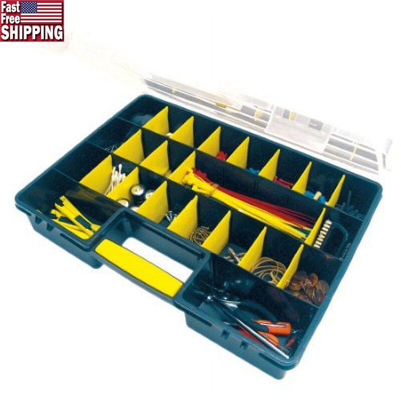 26-Compartment Heavy Duty Plastic Tool Organizer Box for Storage