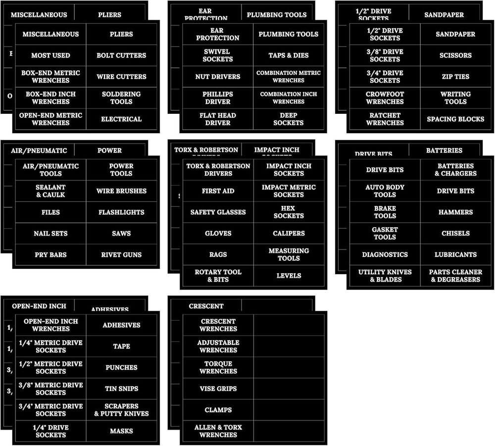 176-Piece Heavy-Duty Toolbox Organization Stickers for Tool Chest Labeling