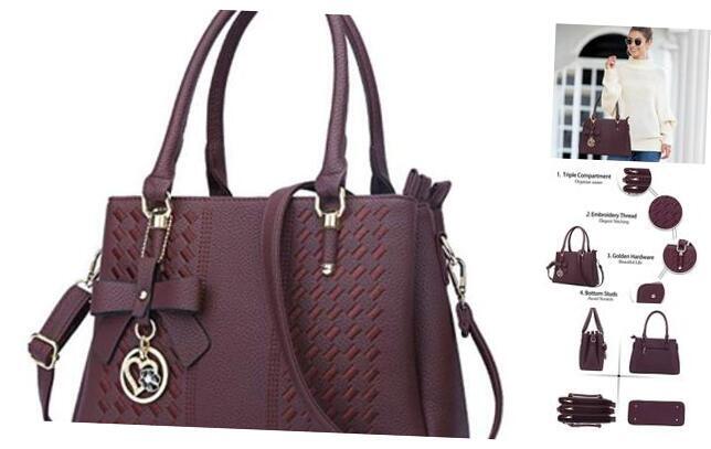KKXIU Women Satchel Bags Handle Shoulder Handbags and Purses Pockets J-wine