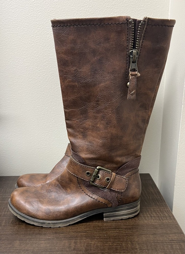 Naturalizer N5 Comfort Balada Womens Boots Brown Leather Buckle Riding 5:5 Women