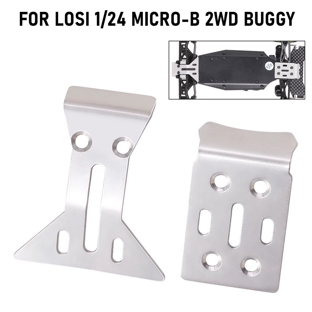 Steel Front & Rear Chassis Skid Plate for Losi 1/24 Micro-B 2WD RC Upgrade Parts