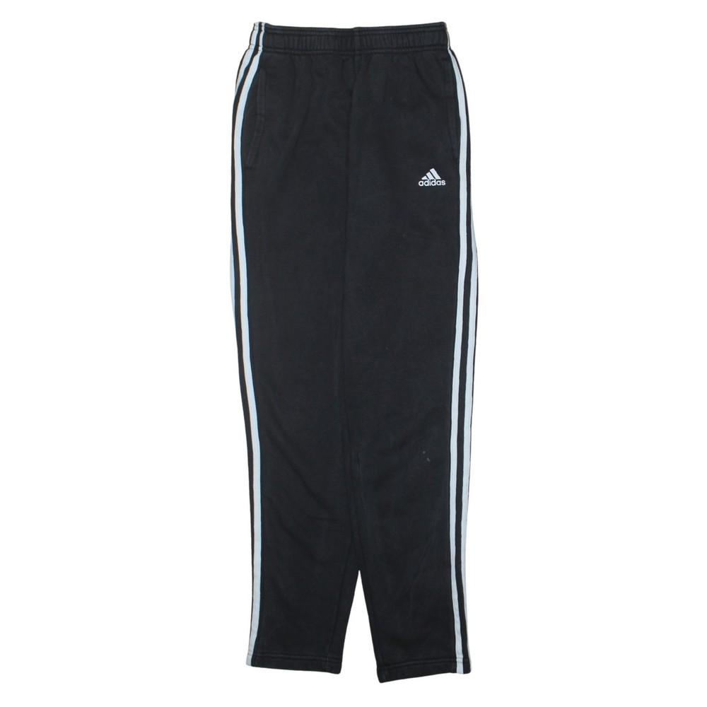 Adidas Mens Track Pants Black Nylon Relaxed Fit Elastic Waist Side Stripe S
