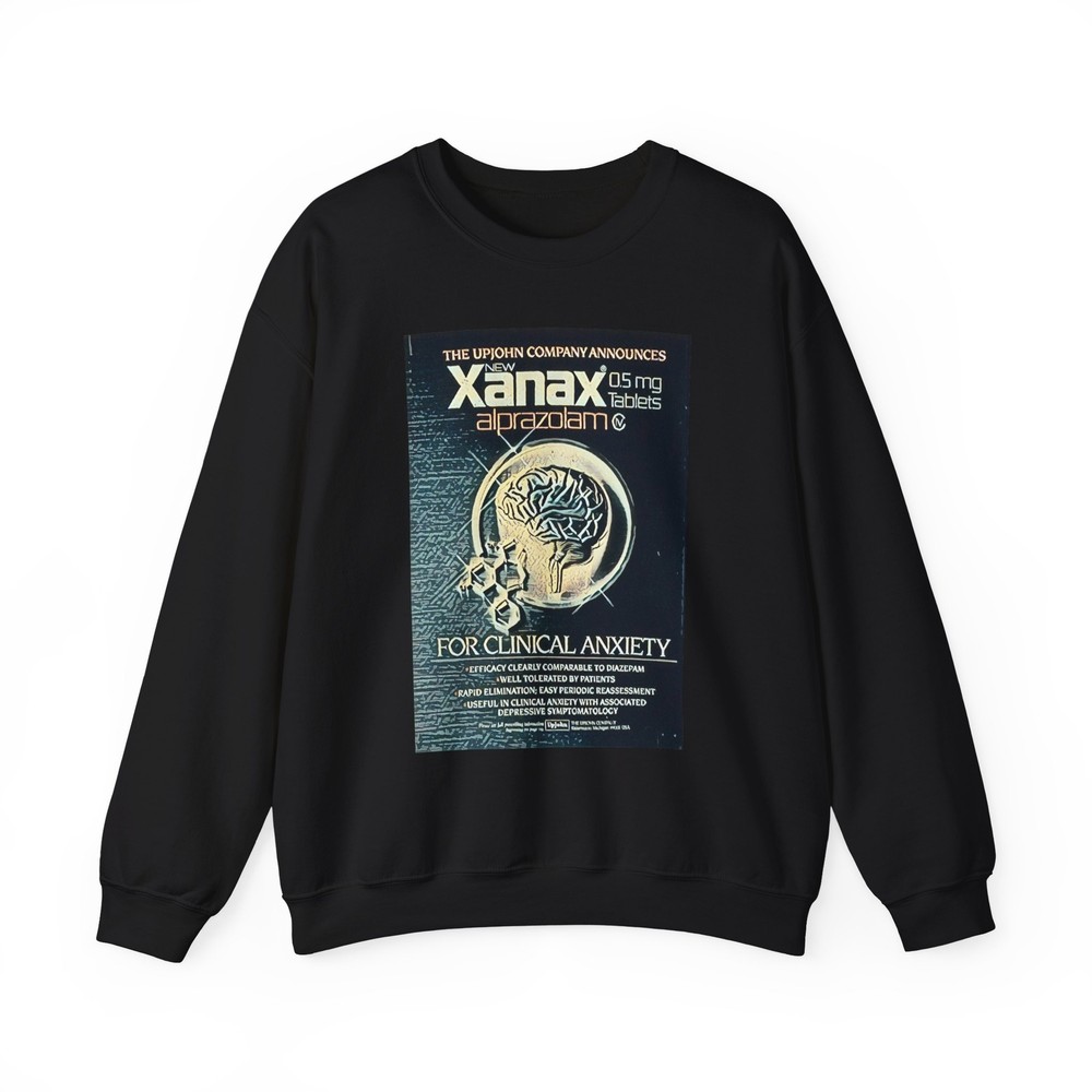Retro Xanax Art Graphic Heavy Blend Unisex Crewneck Sweatshirt LS  