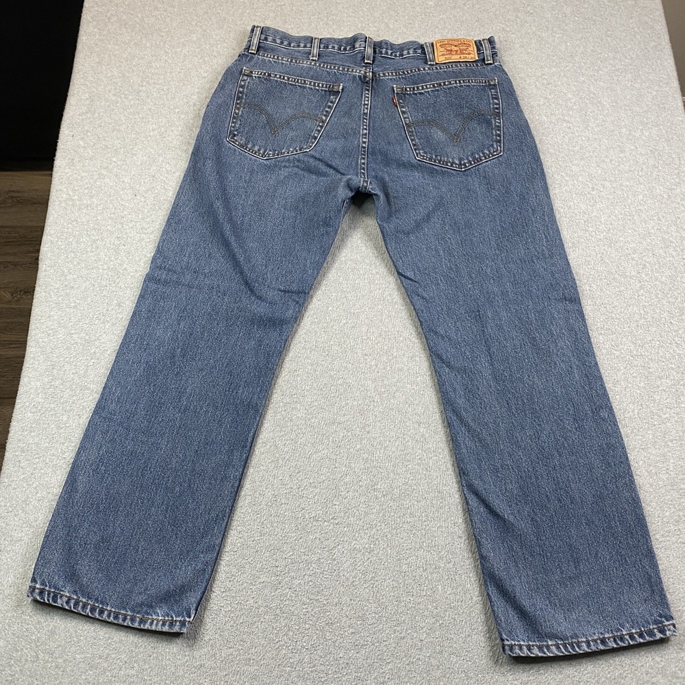 Levis 505 Jeans Mens 38x30 Regular Straight Blue Denim Cotton Western Casual Dad