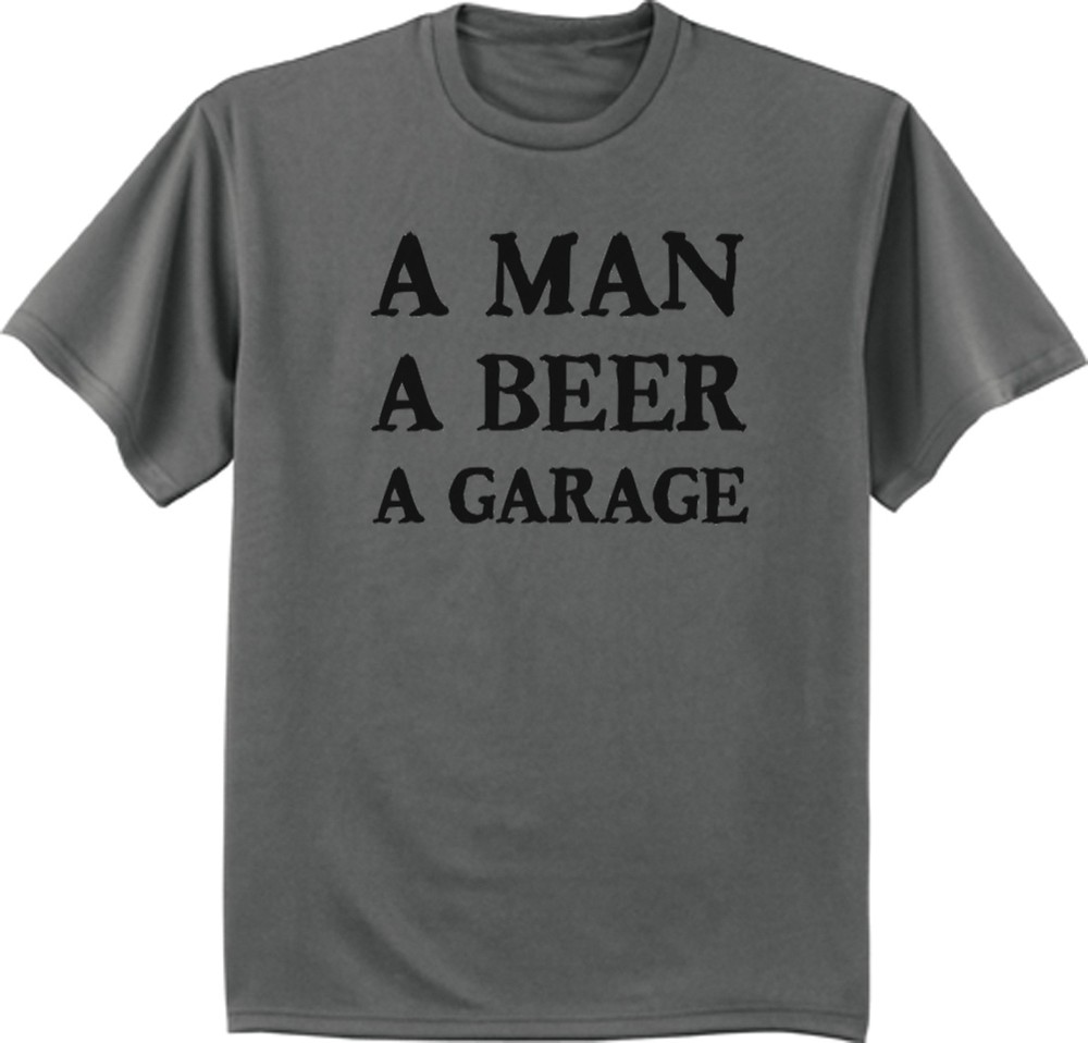 Funny Father's Day T-Shirt Gift for Dad with Beer and Garage Saying-image