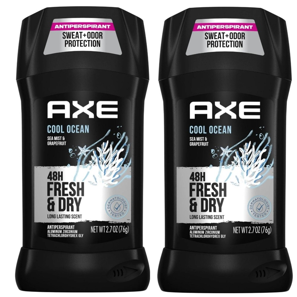 2 Pack Axe Cool Ocean 48H Antiperspirant Deodorant, Sea Mist & Grapefruit, 2.7oz