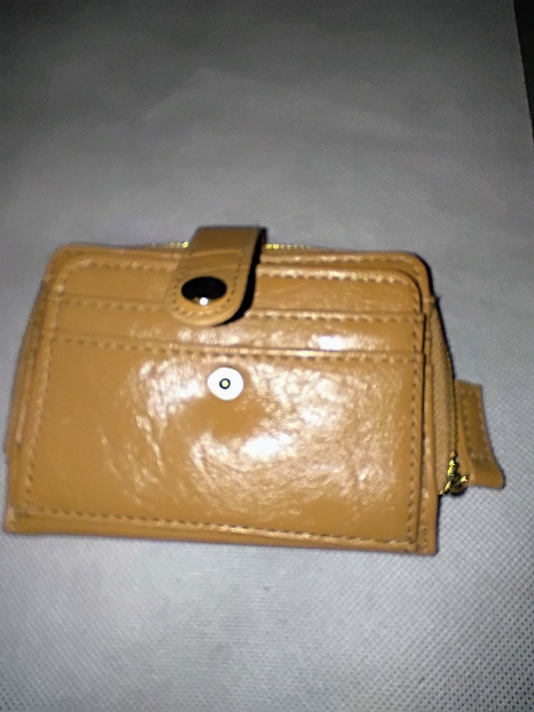 Minicci Beige Floral Zip Wallet for Cards Coins Keys 4.5x3 Inches