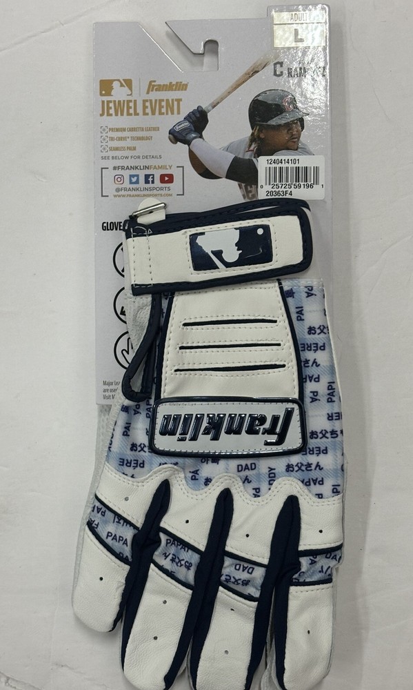 Franklin Fathers Day Pro MLB Jewel Event Batting Gloves LARGE Men's White Navy-image