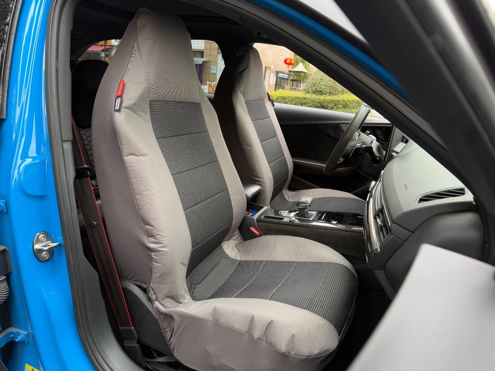 For GMC Sierra 1500 2007-2016 Car Truck Front Seat Covers Black Gray Canvas 2PCS