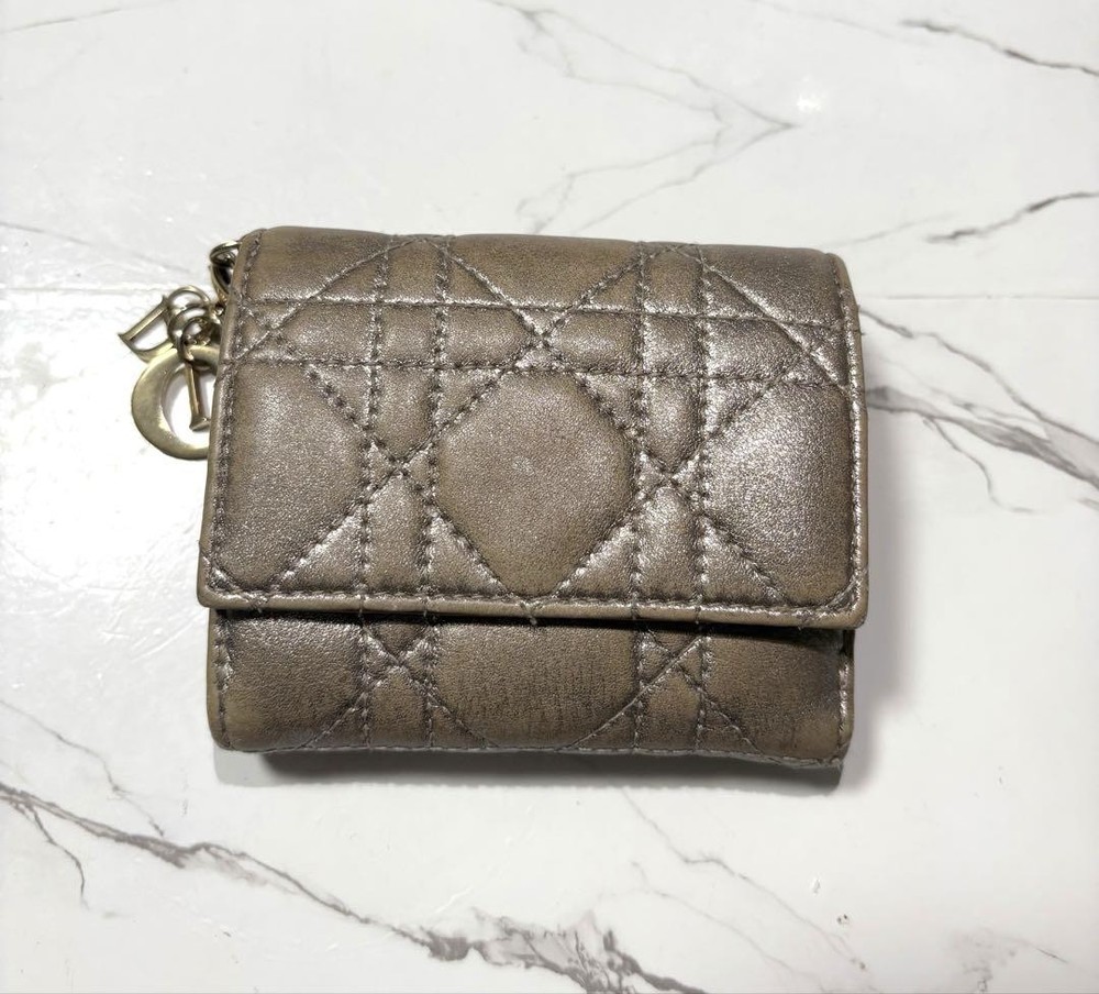 Dior Canage Greige Lotus Three-Fold Wallet