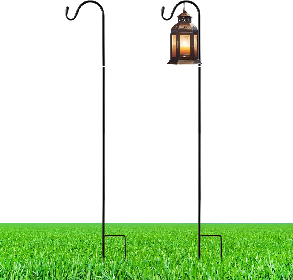 2 Pack 24 Inch Adjustable Rust-Resistant Steel Shepherds Hook for Outdoor Use