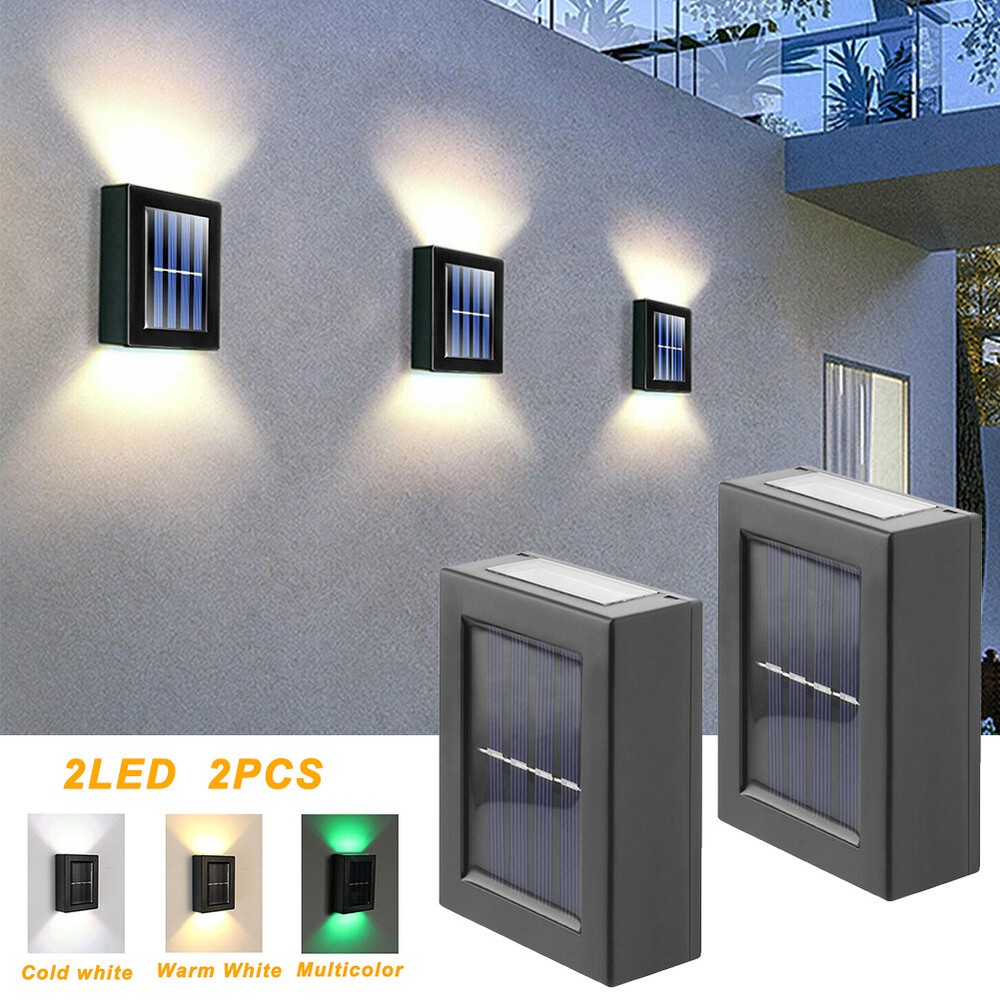 2-12X LED Solar Wall Lights Outdoor Garden Yard Path Deck Fence Stairs Step Lamp
