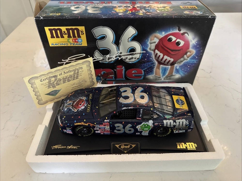 New M&Ms ERNIE IRVAN #36 Die Cast Race Car 1999 with COA