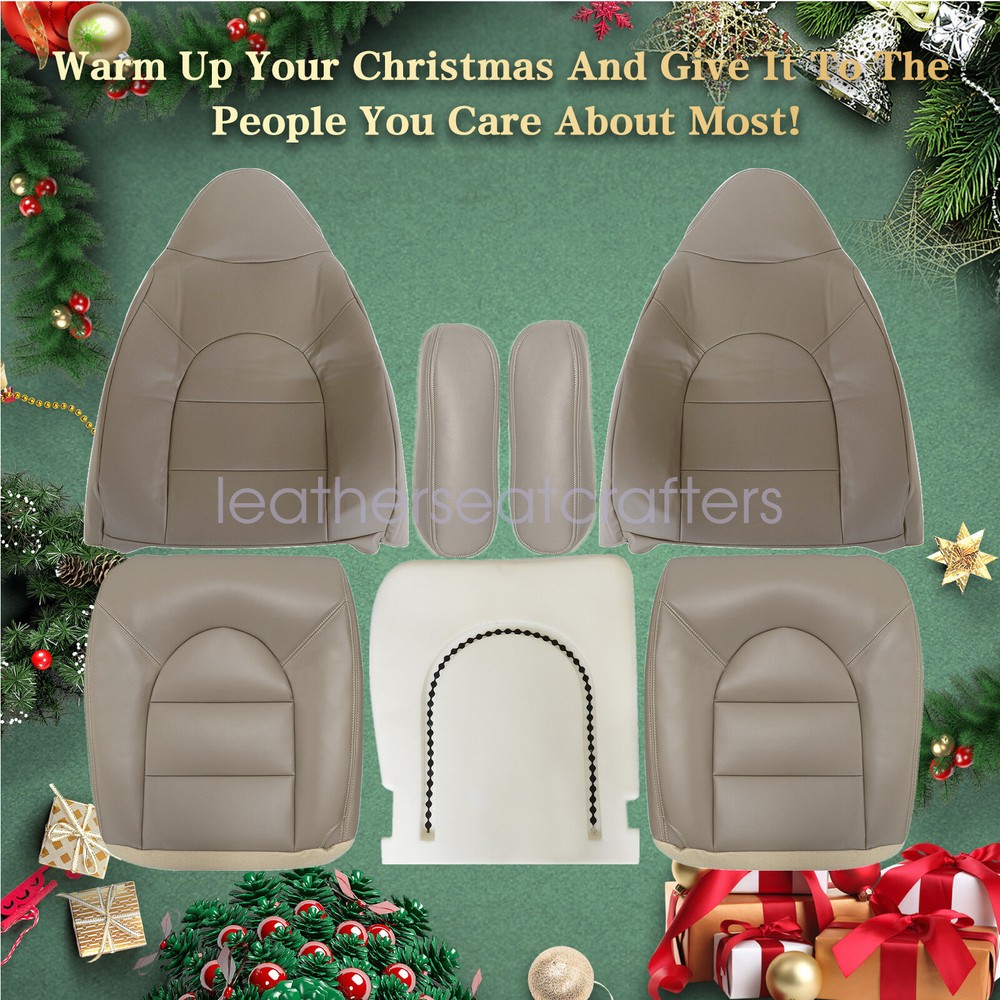 1999-2000 Ford F-250 Lariat 7-Piece Tan Leather Seat Cover Set with Foam Cushion