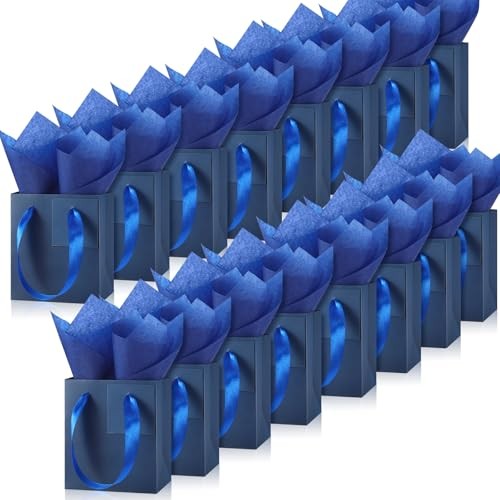 12 Pcs Navy Blue Mini Gift Bags with Handles 4x2.75x4.5 Inches