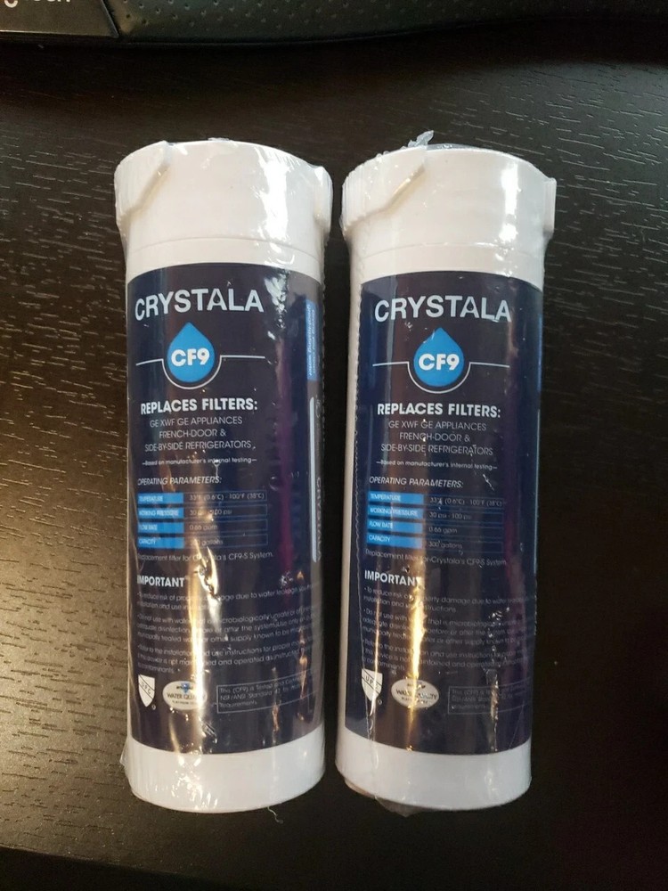 2 Pack Crystala CF9 Compatible with GE Refrigerator Water Filter XWF System