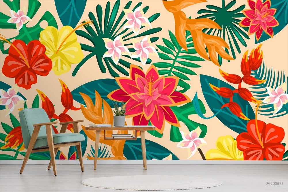 3D Flowers Flora Watercolor Pattern Wall Murals Wallpaper Murals Wall Sticker 3
