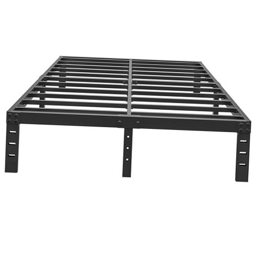 Metal Bed Frame Size - Double Black Basic Steel Slats Platform, Queen 10 Inch