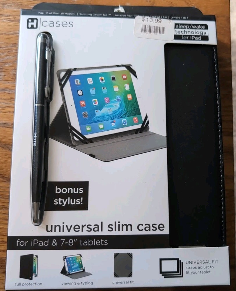 Slim Universal Case with Stylus for iPad and 7-8 Inch Tablets