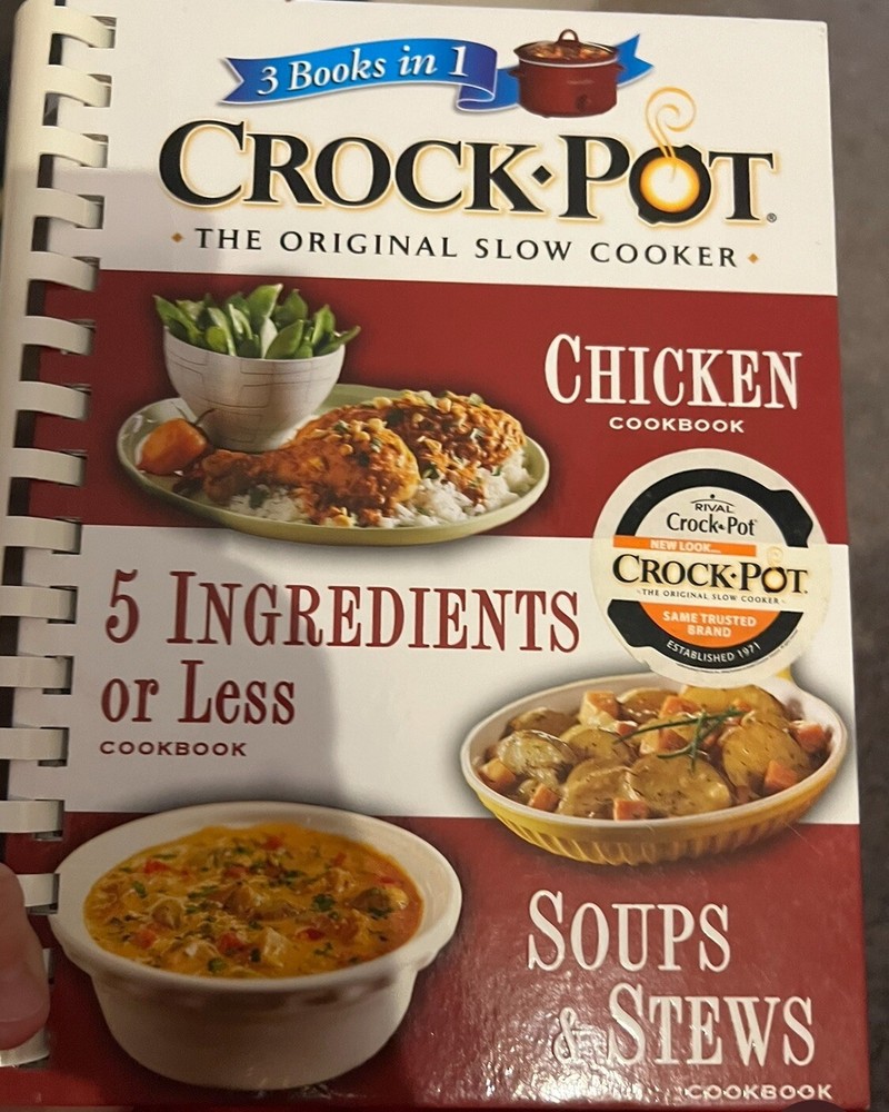 CrockPot Orig Slow Cooker 3 Books in 1, Chicken 5 Ingredients Or Less Pre-Owned