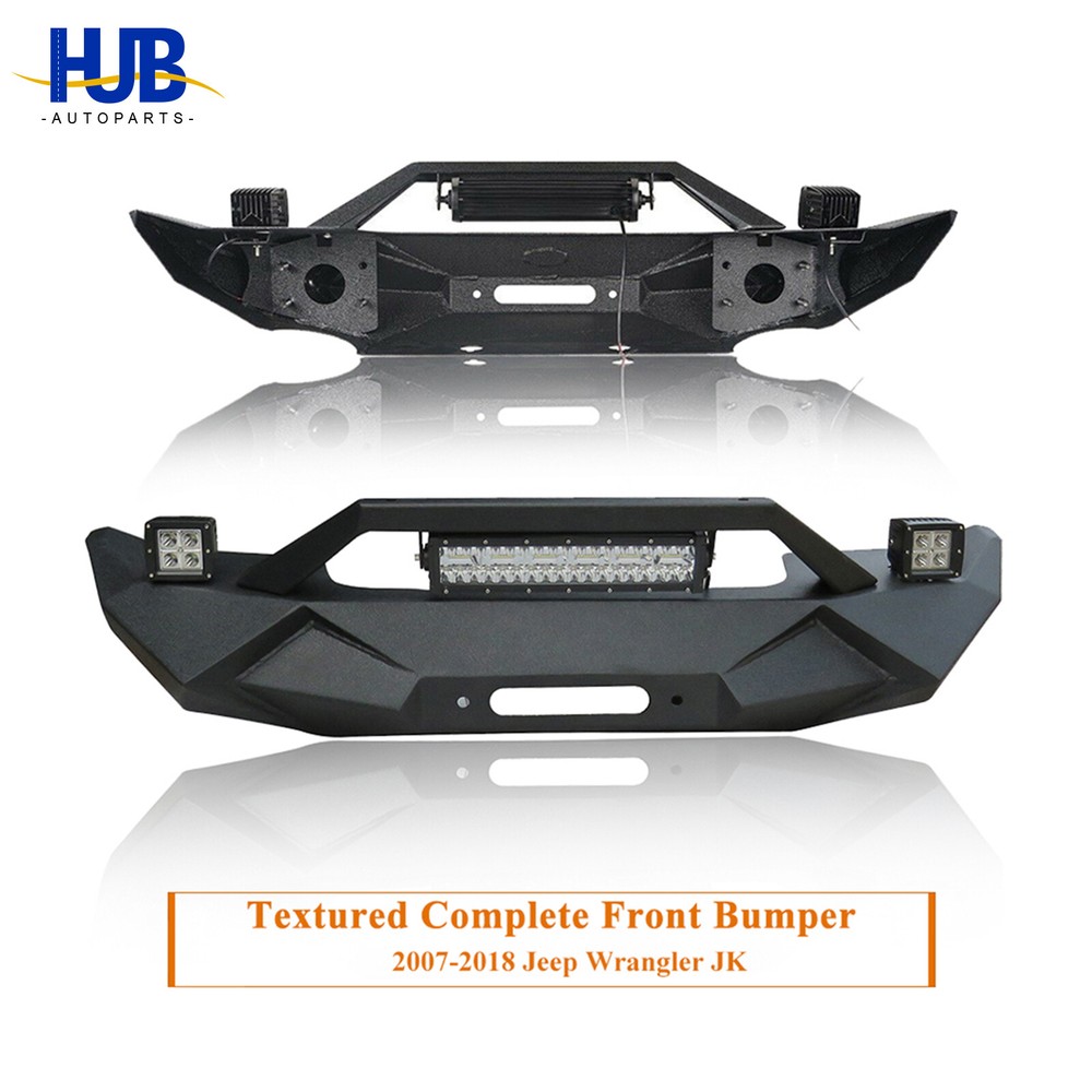 Powder-Coated Front Bumper Combo W/ LED Lights For 2007-2018 Jeep Wrangler JK