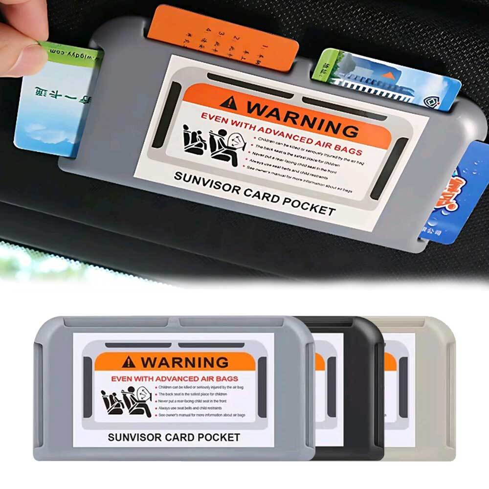 Car Interior Sun Visor Card Slot Clip Organizer Holder Self-Adhesive Accessories