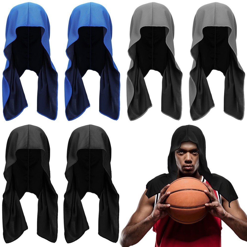 New 6 Pcs Cooling Hoodie Towel for Face Sport Hood Towels Neck Cooler Wraps Soft