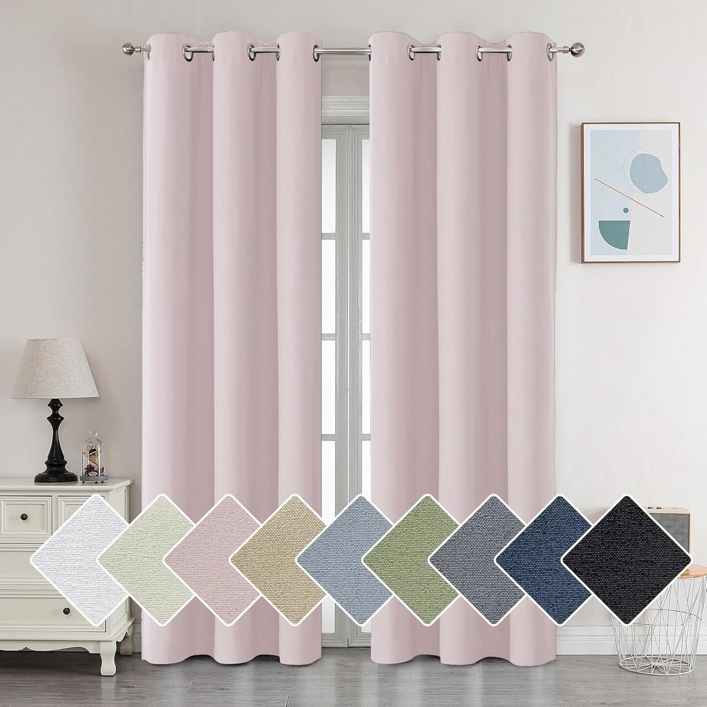 Blush Blackout Curtains for Bedroom 84 Inch Length 2 Panels Set