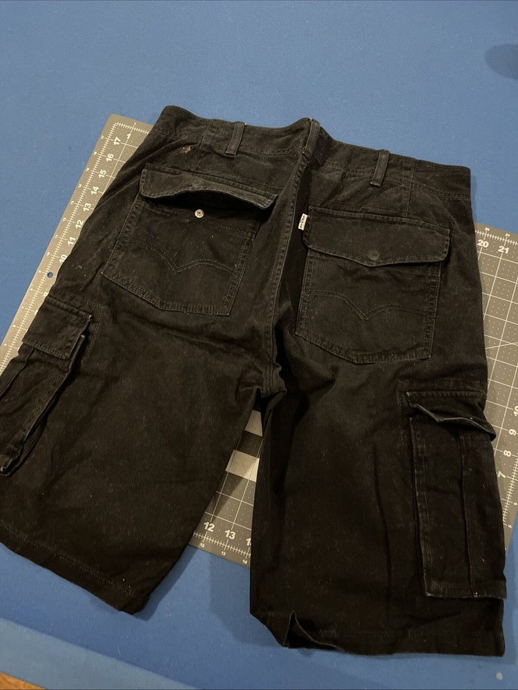 VTG Levi’s Men’s Cargo Pants Size 31 Black Cotton Pocket Baggy Wide-Leg