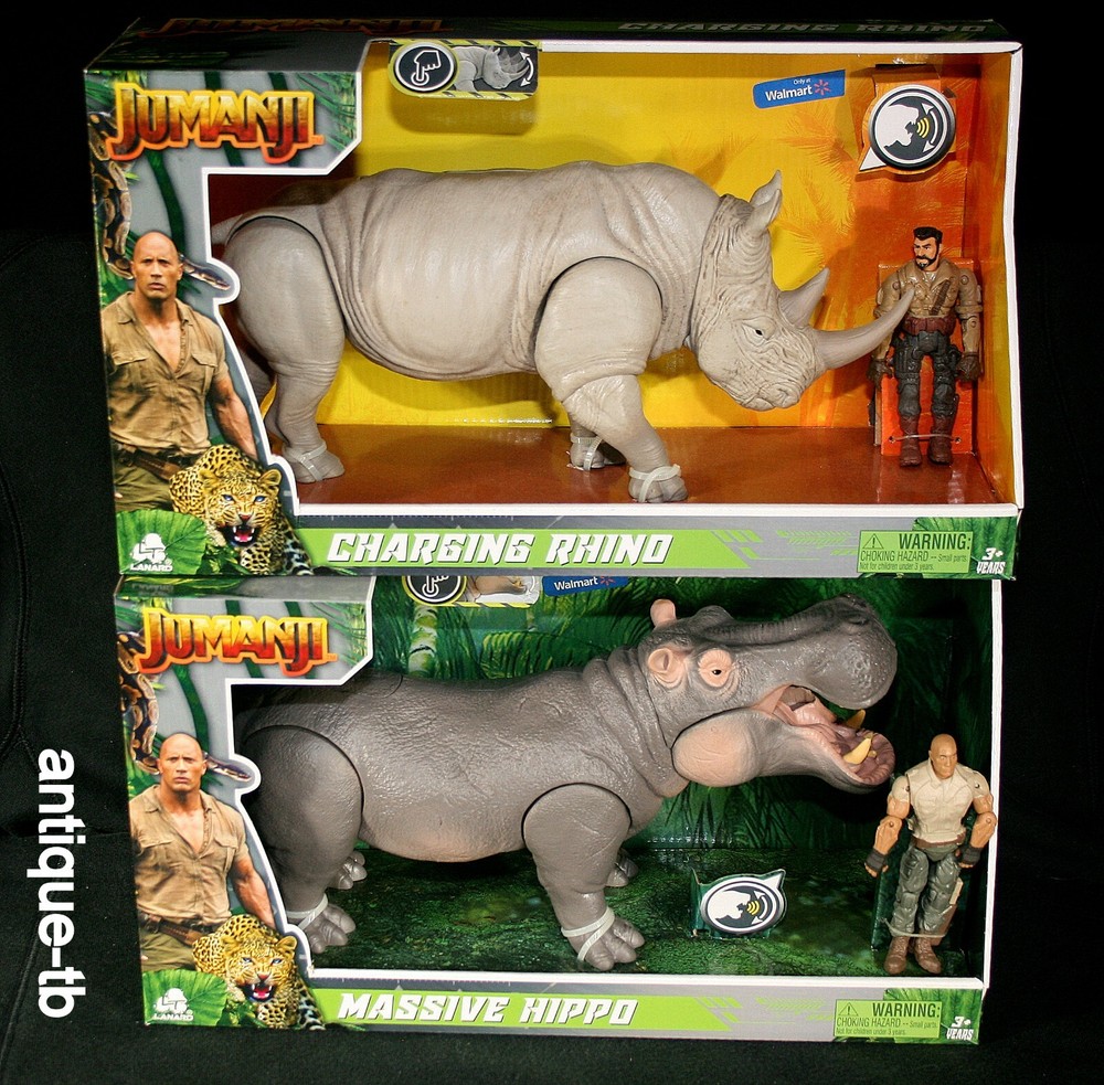 Jumanji Movie Figure Lot Charging Rhino Massive Hippo The Rock New Lanard 2019