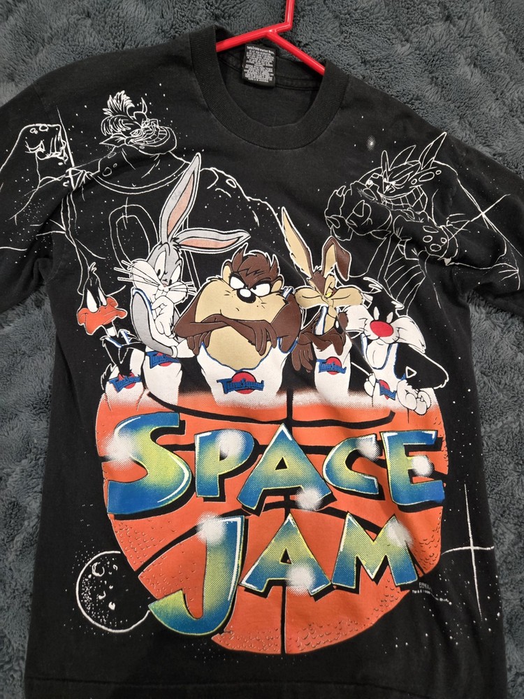 1996 Space Jam Long Sleeve Vintage Single Stitch Shirt with Slight Sleeve Stain