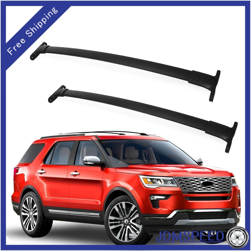 Set 2 Black Aluminum Matte Roof Rack Cross Bars Fit For Ford Explorer 2016-2019