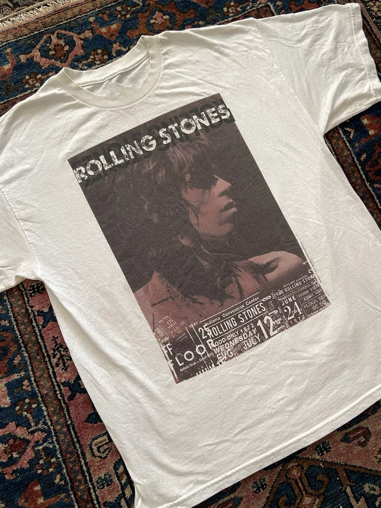 Keith Richards Band T-Shirt – White, S-5XL, Cotton, EG1001