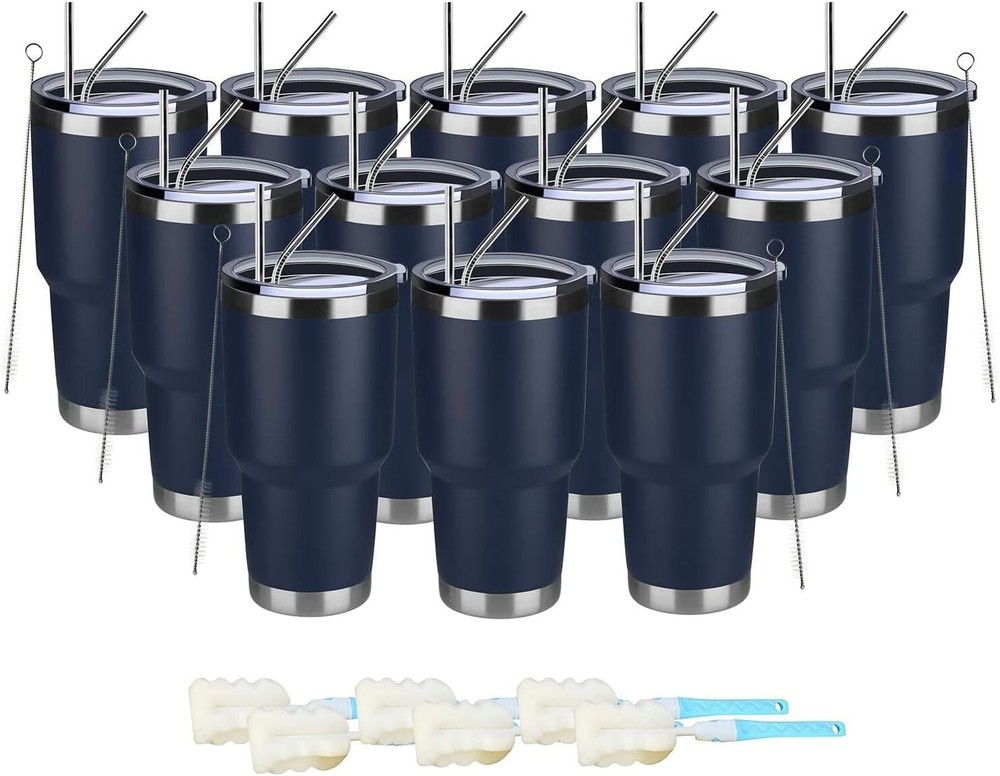 Durable 30oz Powder Coated Insulated Tumblers 12-Pack for Hot and Cold Beverages