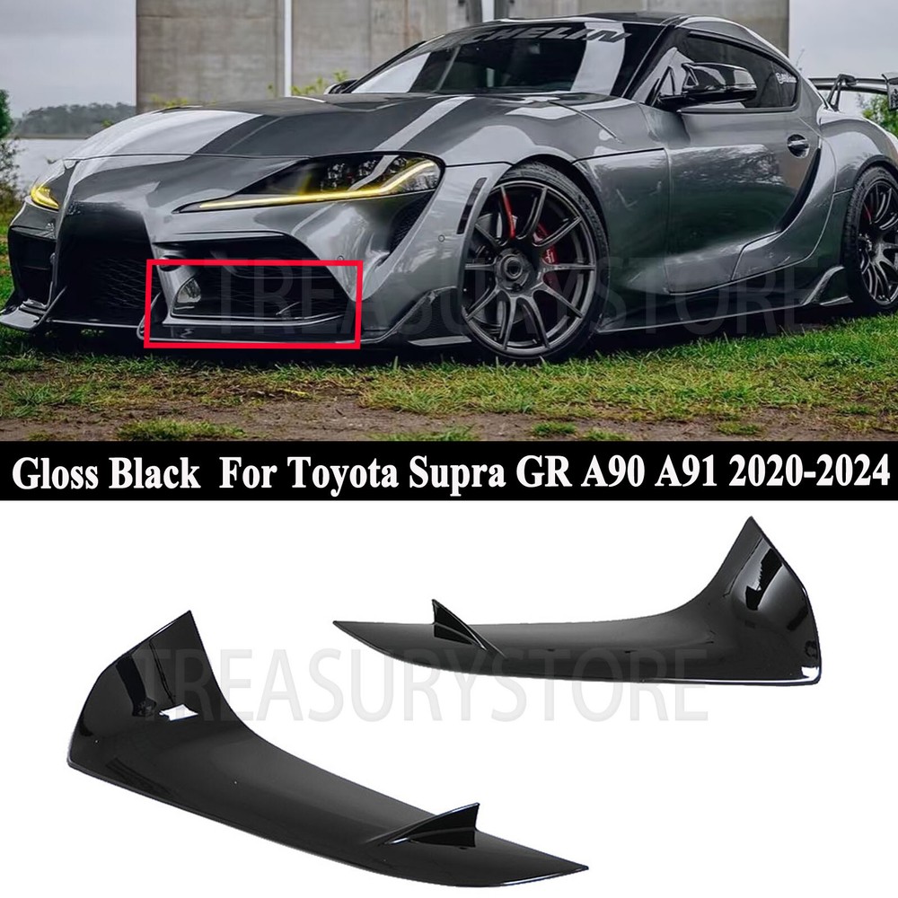 For Toyota Supra GR A90 A91 20-2024 Front Bumper Lower Garnish Cover Gloss Black