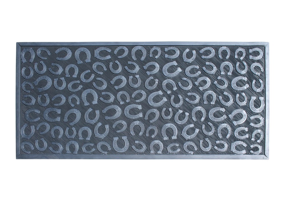 Non-Slip Horseshoe Rubber Welcome Mat 30x60 for Entrance, Durable & Washable