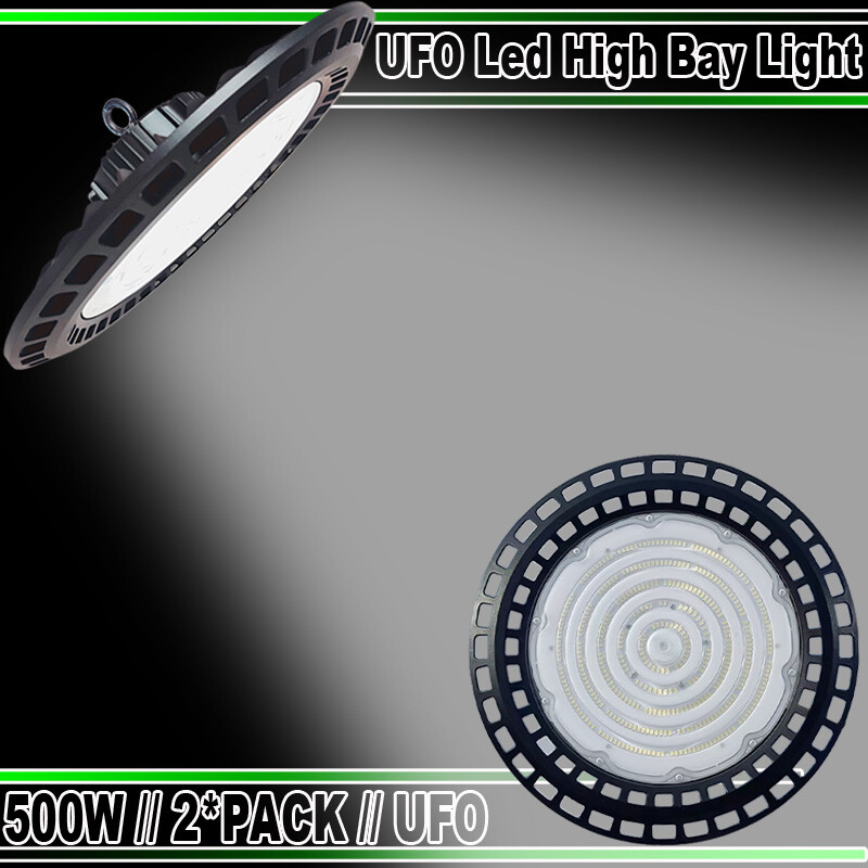 2-Pack 500W LED UFO Shop Lights for Factory and Warehouse Commercial Light Fixtures