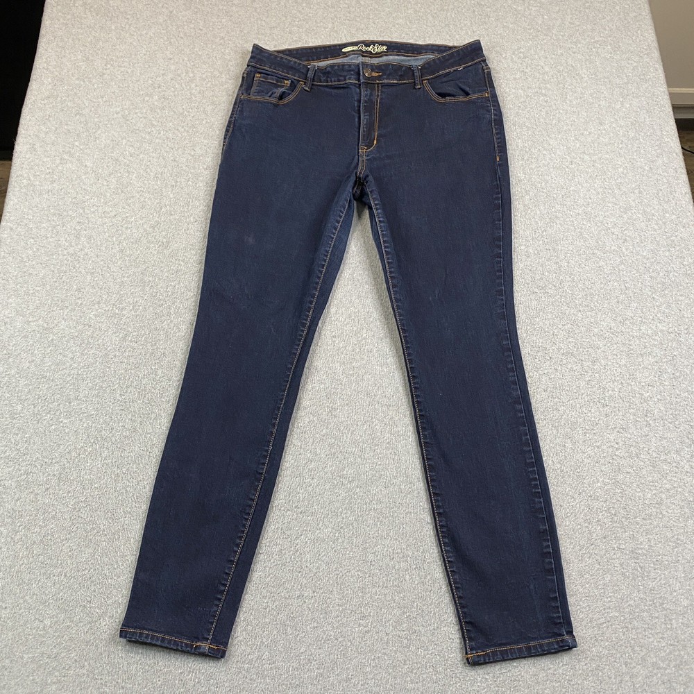 Old Navy Jeans Womens 16 Rockstar Skinny High Rise Stretch Dark Wash Blue Denim