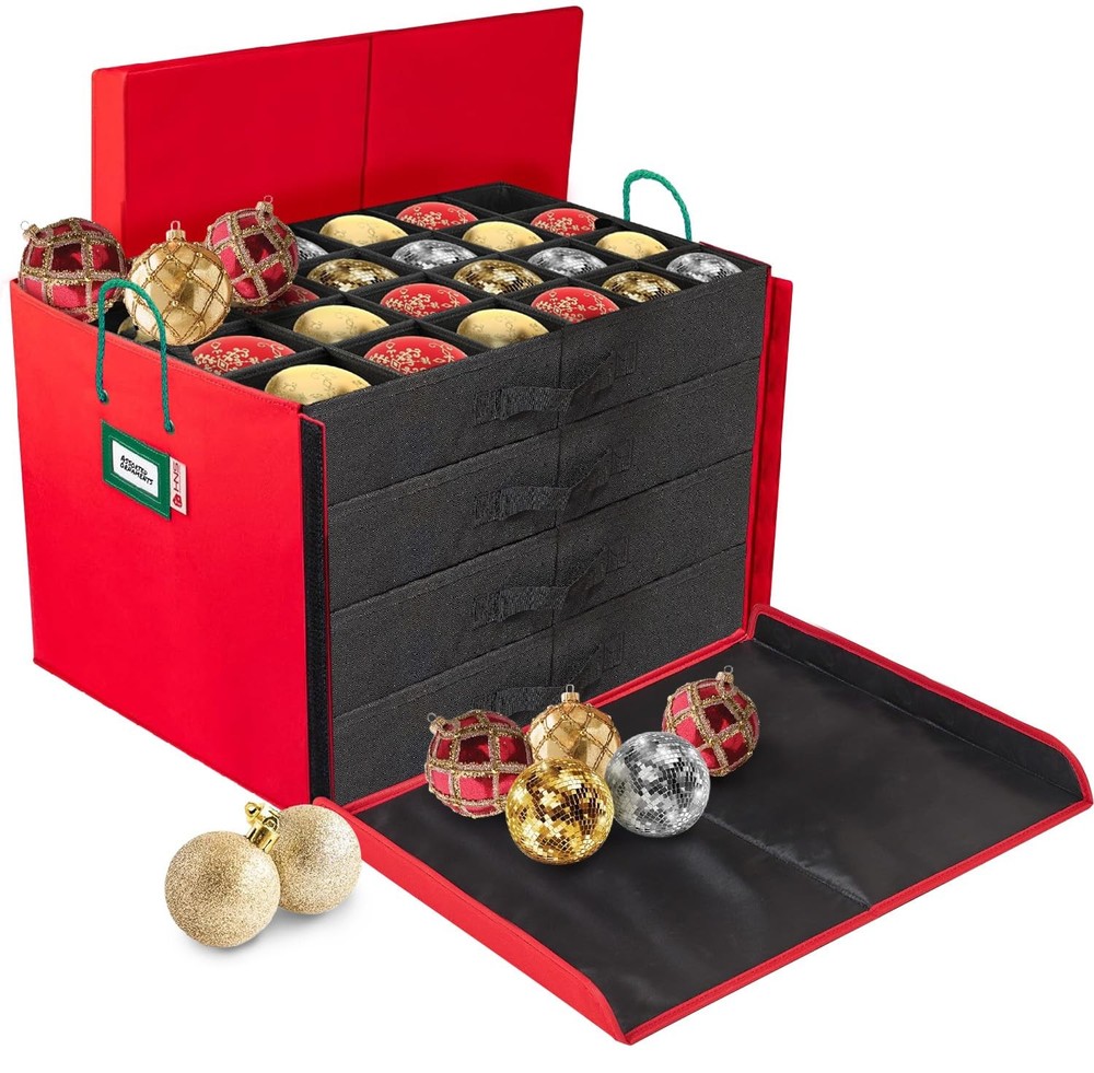 Christmas Ornament Storage Box with Dividers for 96 Ornaments up to 3 Inches