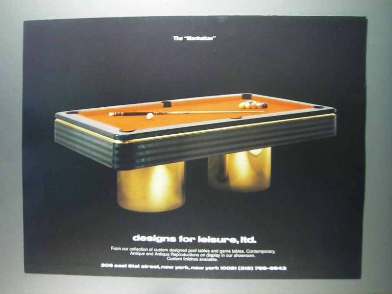 1982 Designs For Leisure The Manhattan Pool Table Ad