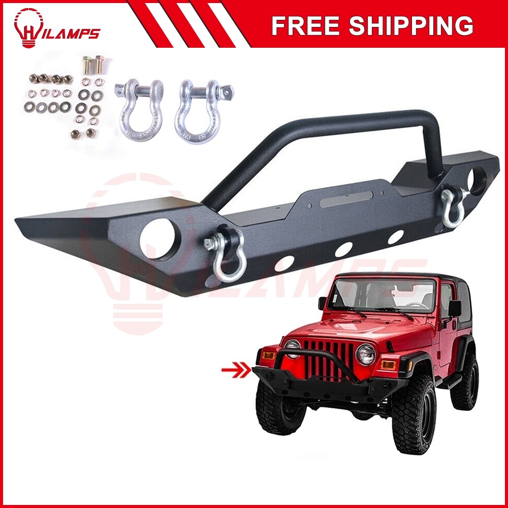 Jeep Wrangler JK 07-18 3.6L Steel Front Bumper with Textured Finish and Winch Guard