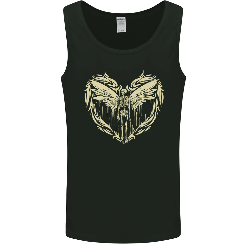 Heaven Angel Skeleton In a Heart Skull Mens Vest Tank Top