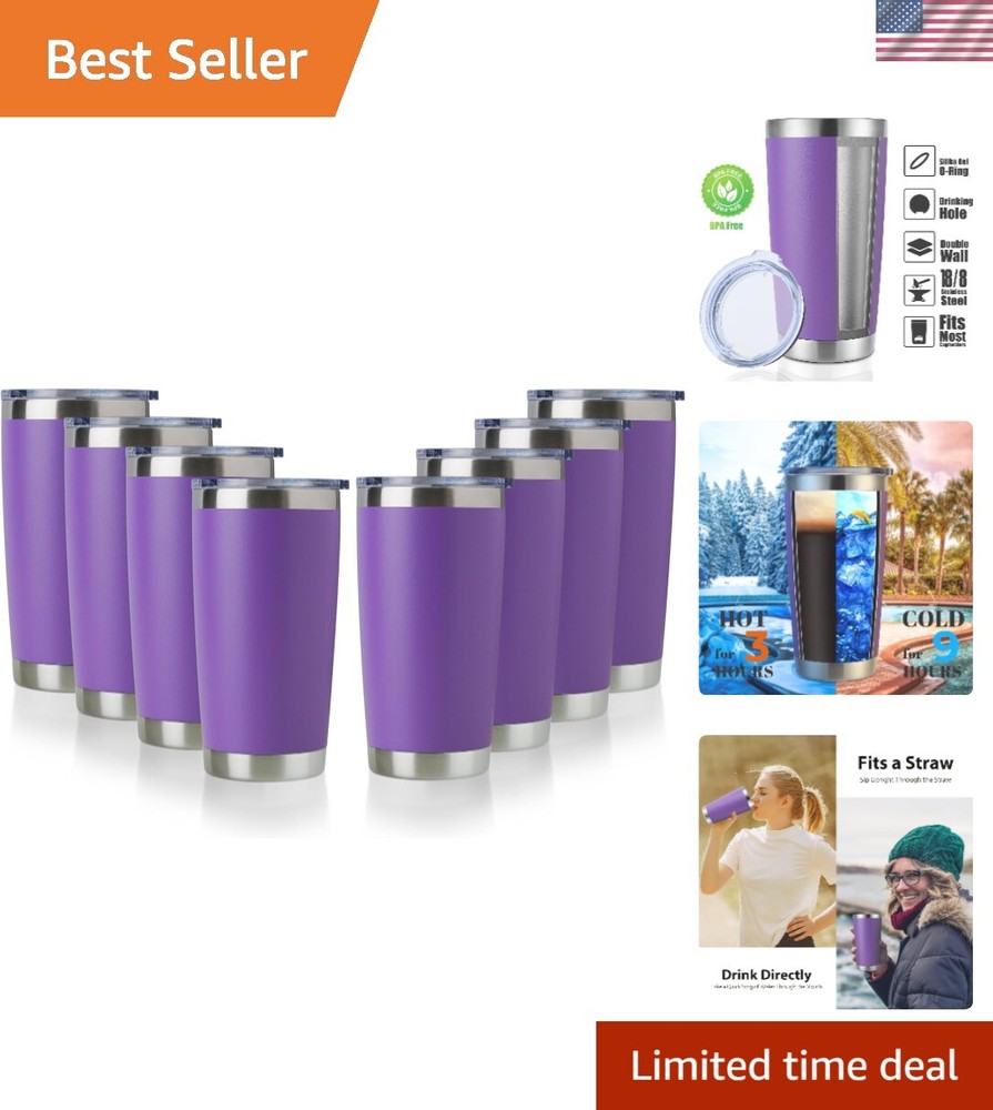 20oz Stainless Steel Tumbler Bulk with Lid, Double Wall Vacuum Insulated Trav...