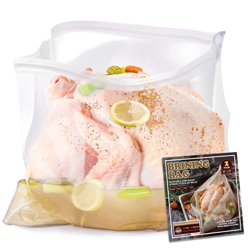 Brining Bag 26Ã—22 2 Pack Extra Large Turkey Brine Bag with 2 Strings and