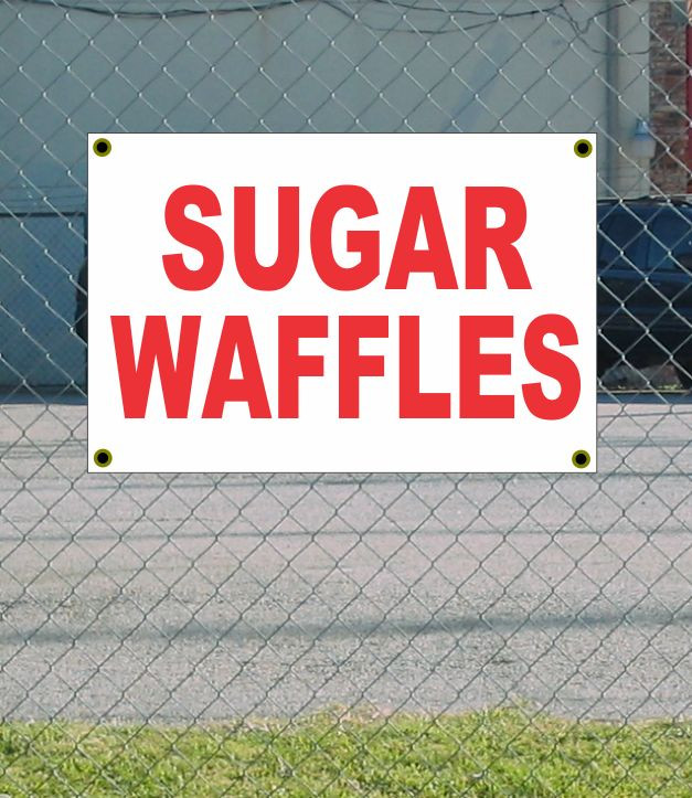 2x3 Sugar Waffles Red & White Banner Sign Discount Price Free Shipping New