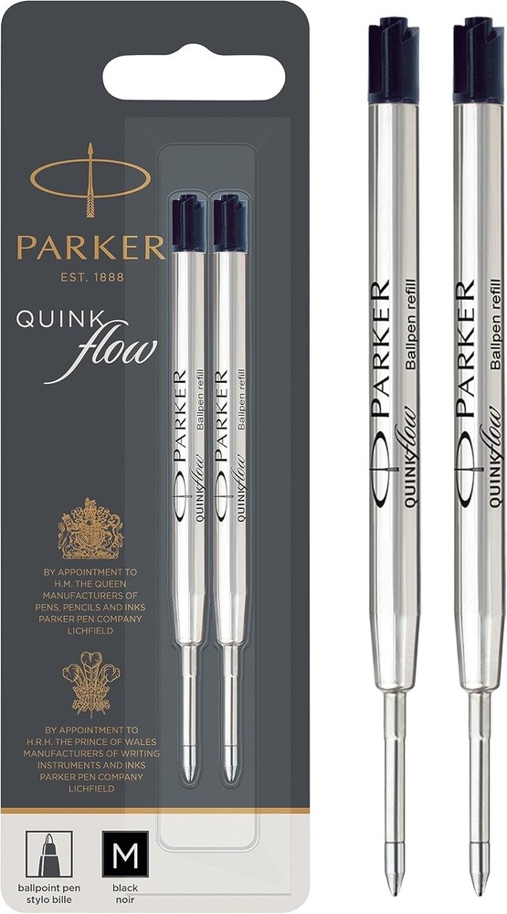 PARKER QUINKflow Medium Black Ballpoint Pen Refills 3-Pack