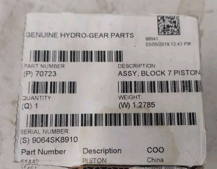 HYDRO-GEAR HYDRO GEAR 72073 - Assy Block 7 Piston - ORIGINAL OEM Hardly Used