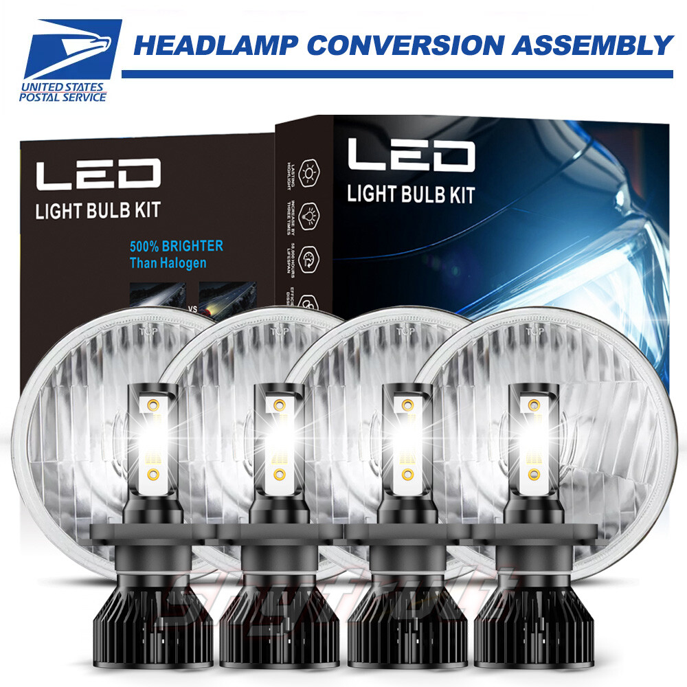 4pcs 5.75 5-3/4 Round LED Headlights Hi/Lo for Peterbilt-359 348 Chevrolet Buick